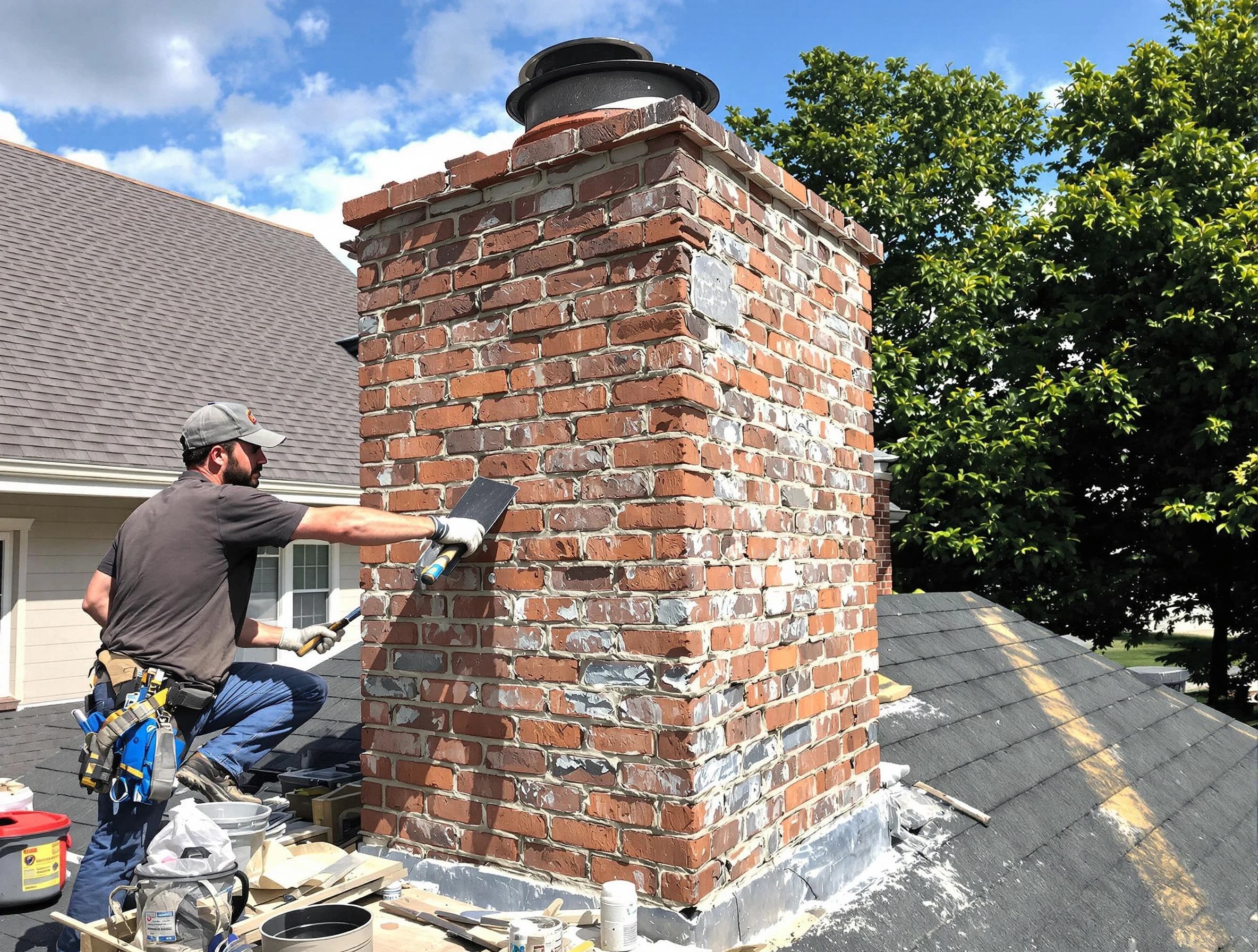 Completed chimney rebuild by Reading Chimney Sweep in Reading, MA