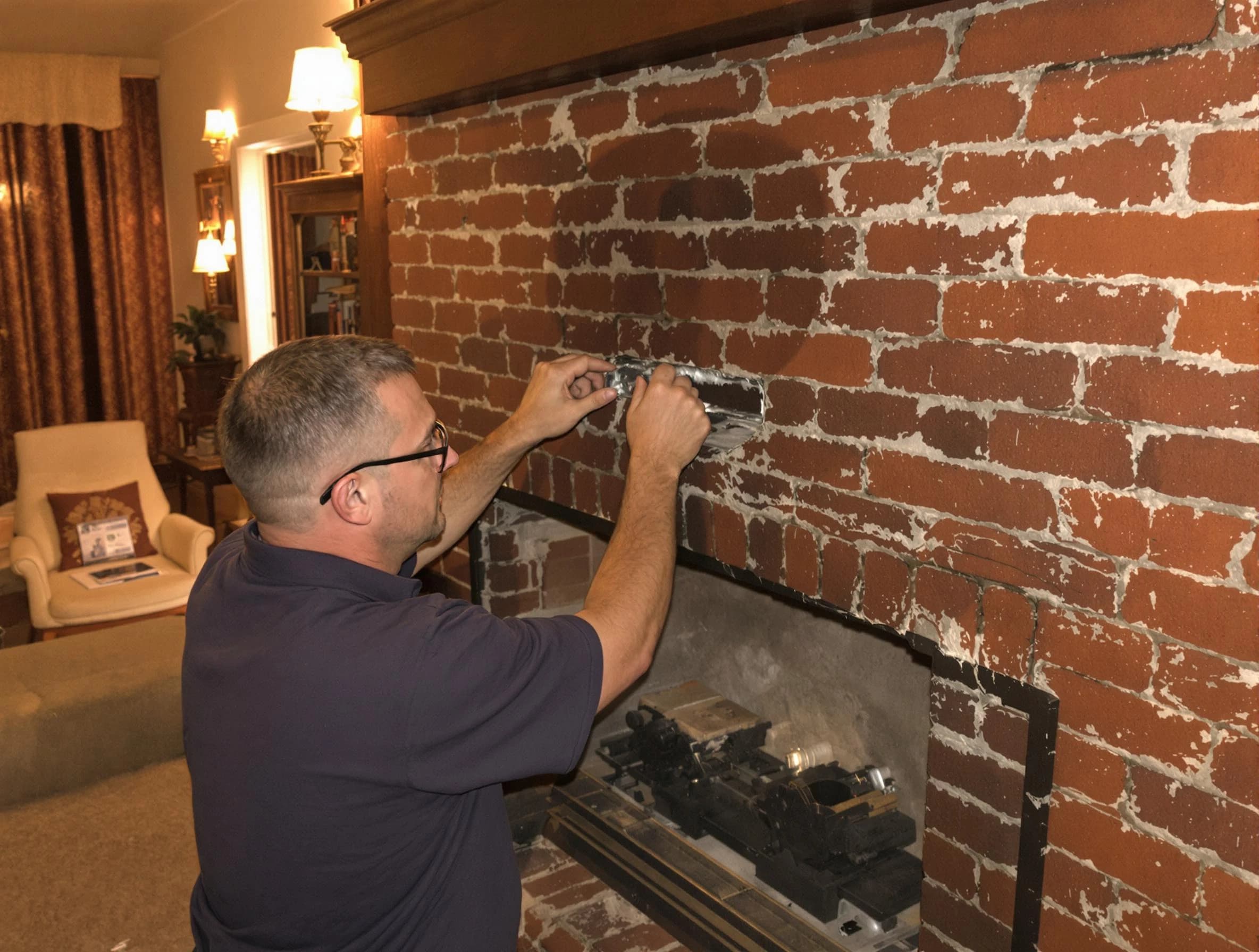 Reading Chimney Sweep expert fixing a fireplace in Reading, MA