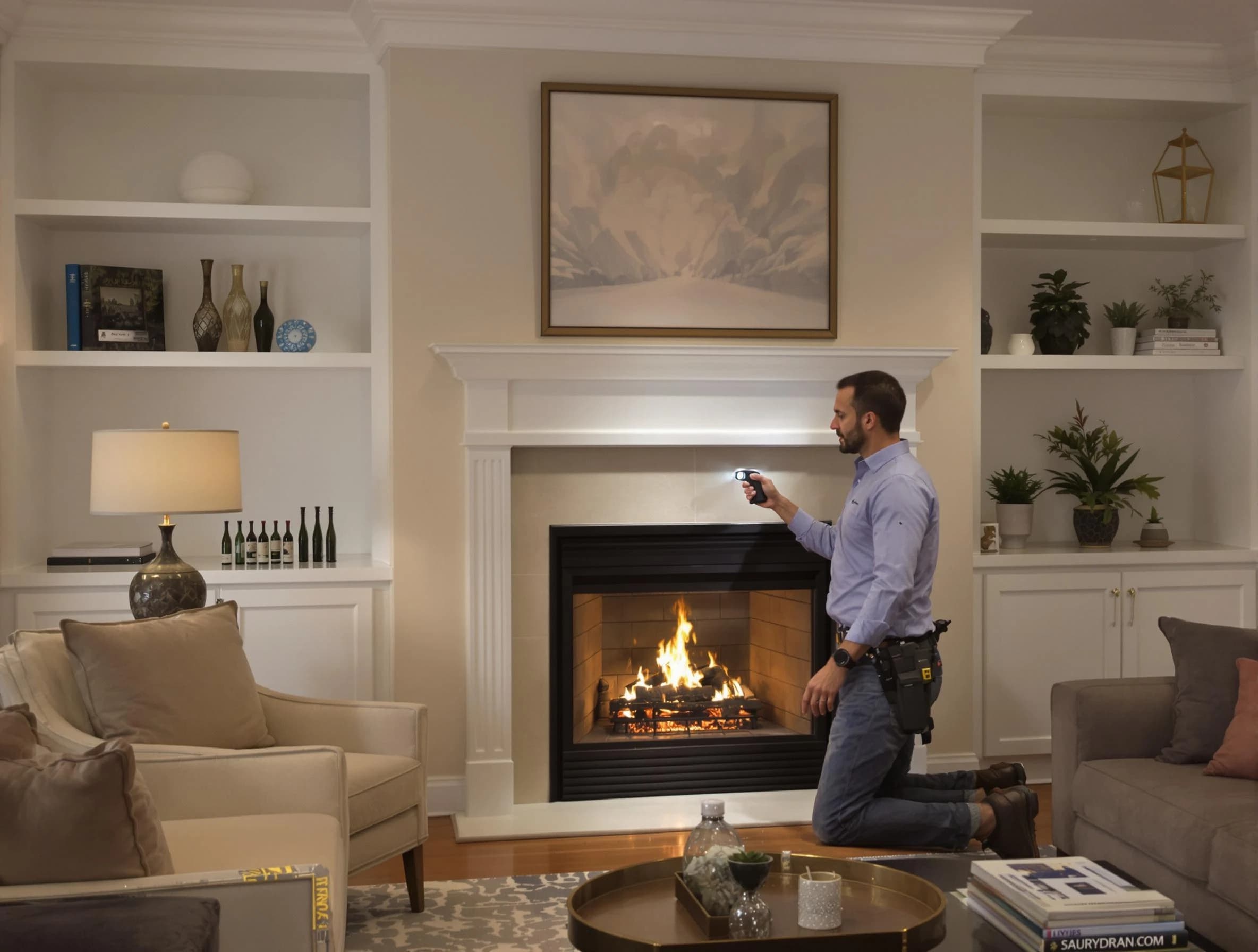 Reading Chimney Sweep conducting a fireplace safety inspection in Reading, MA