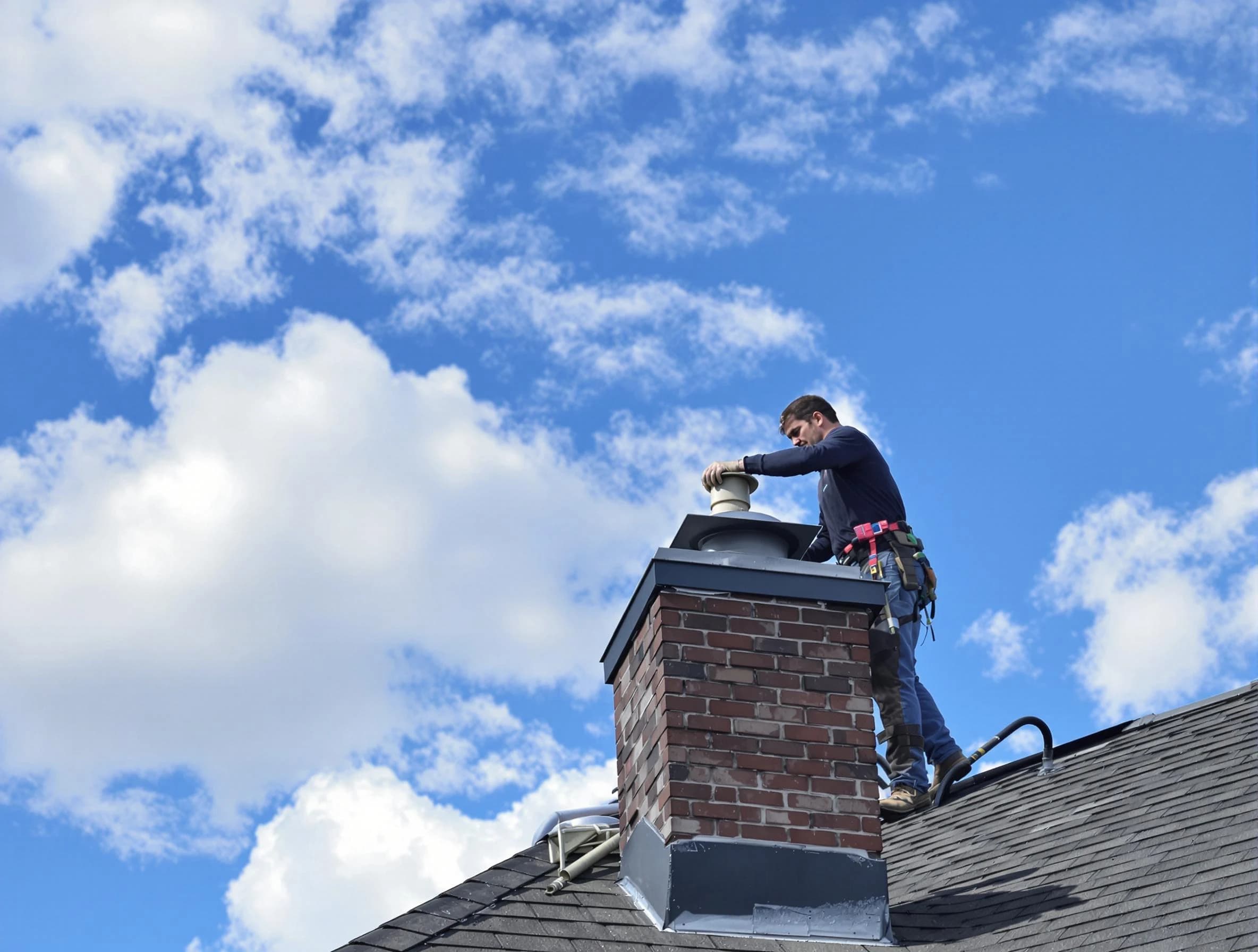 Reading Chimney Sweep installing a sturdy chimney cap in Reading, MA