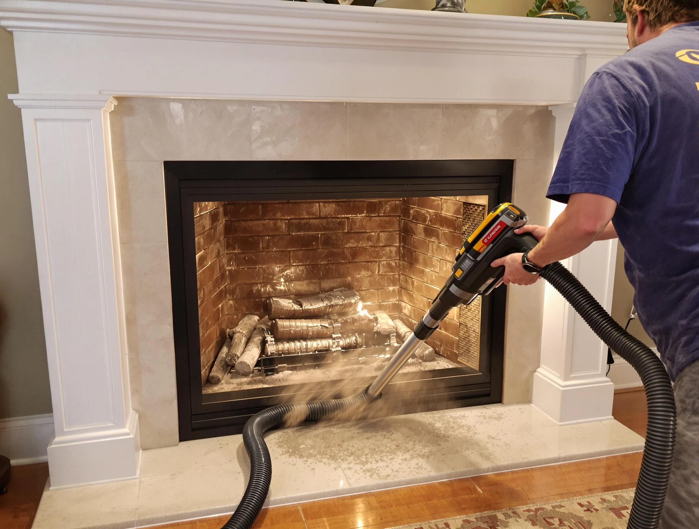 Fireplace cleaning performed by Reading Chimney Sweep in Reading, MA