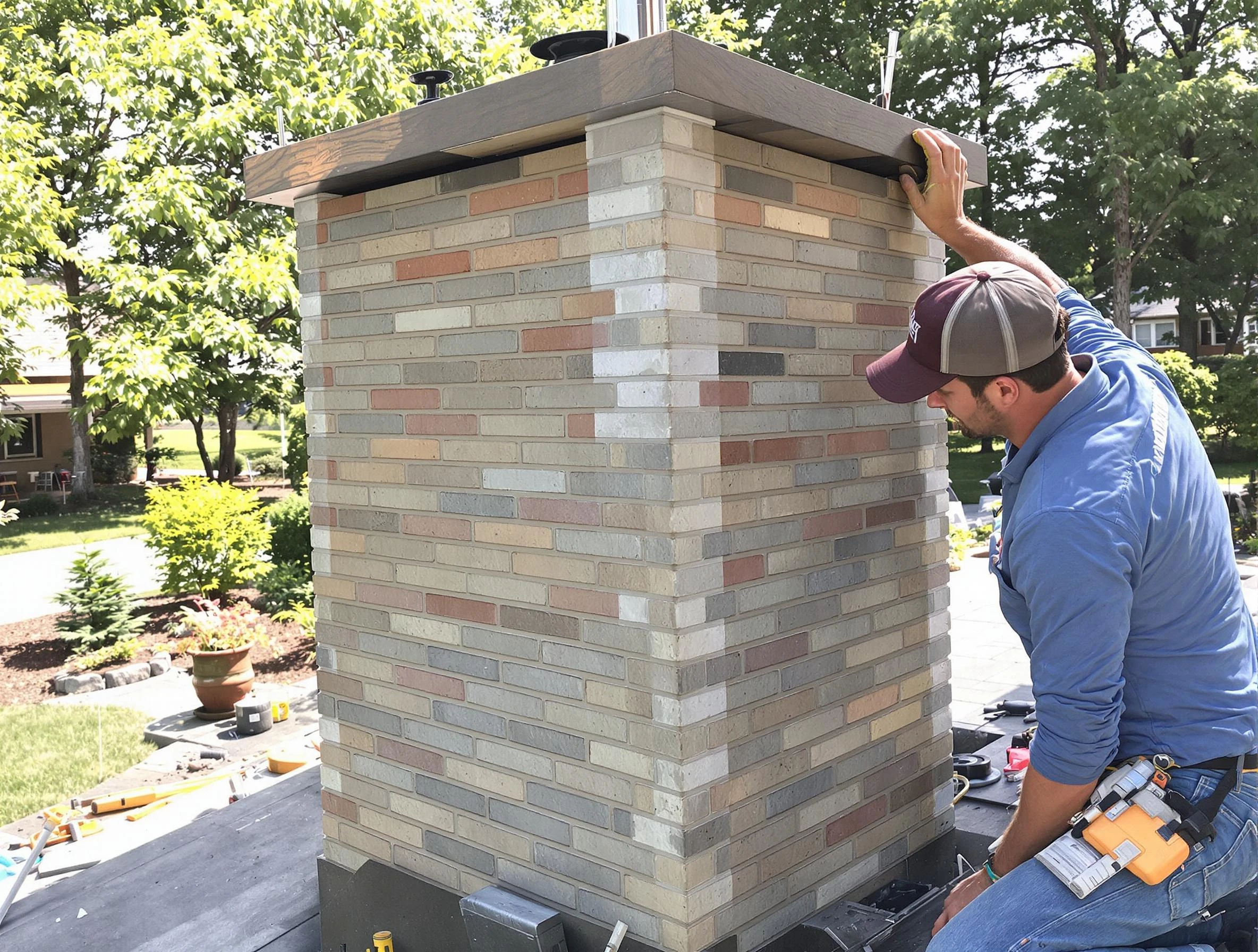 Reading Chimney Sweep completing a modern chimney remodel in Reading, MA