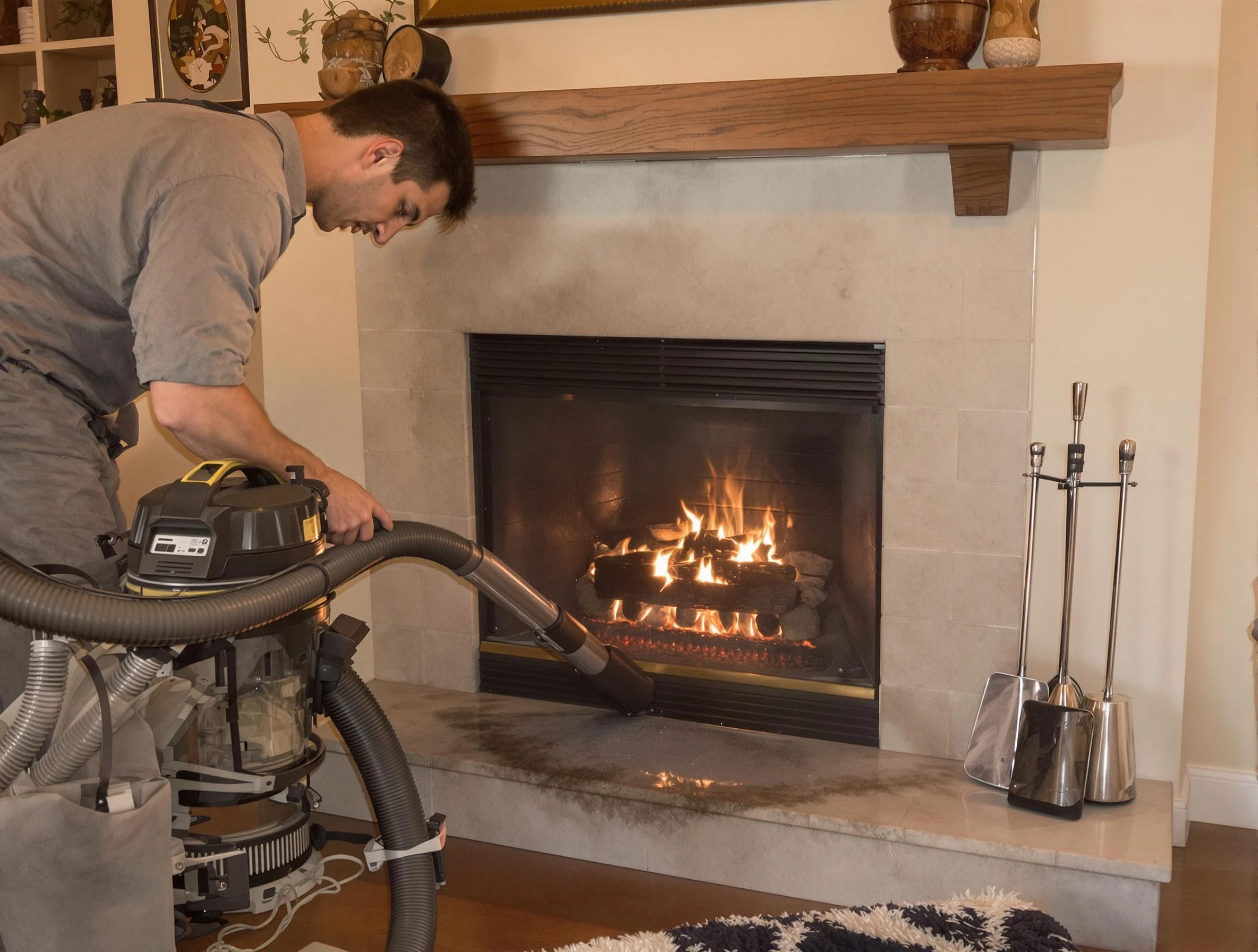 Routine fireplace upkeep by Reading Chimney Sweep in Reading, MA